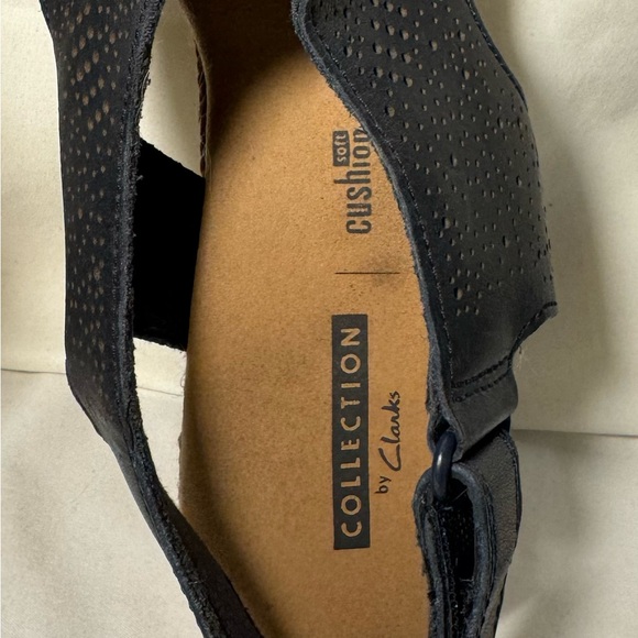 Clarks Lafley Rosen Wedge Leather Women's‎ 8 M Sandals Espadrille Navy Blue - Picture 9 of 10